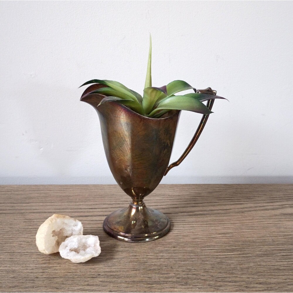 Antique Silver-Plated Creamer with Handle Wallace Footed Pitcher Trophy Cup